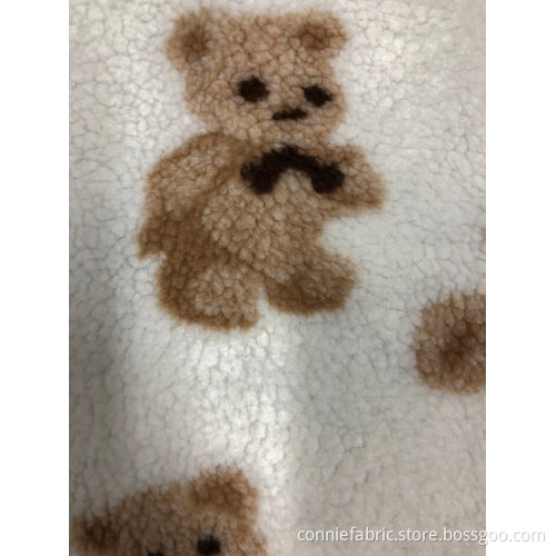100% polyester sherpa jacquard avec design d&#39;ours